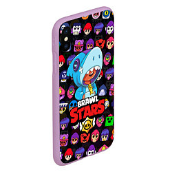 Чехол iPhone XS Max матовый BRAWL STARS LEON SHARK, цвет: 3D-сиреневый — фото 2