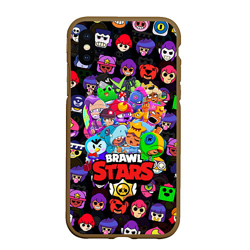 Чехол iPhone XS Max матовый BRAWL STARS / 3D-Коричневый – фото 1