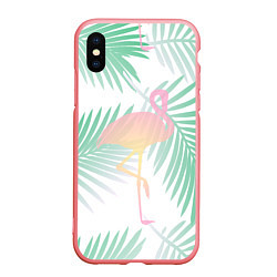 Чехол iPhone XS Max матовый Фламинго в джунглях, цвет: 3D-баблгам