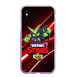 Чехол iPhone XS Max матовый BRAWL STARS VIRUS 8-BIT, цвет: 3D-сиреневый