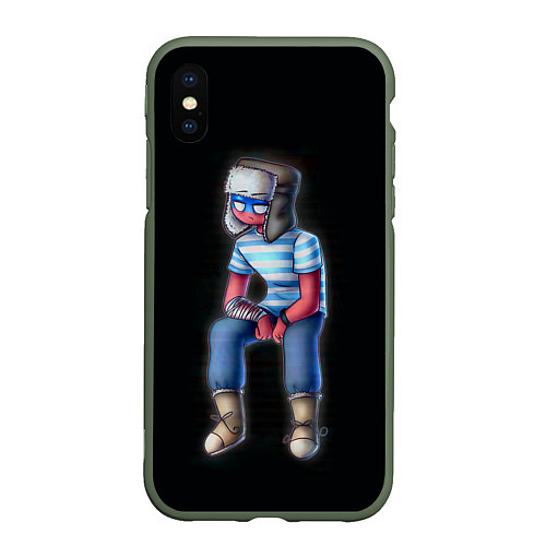 Чехол iPhone XS Max матовый CountryHumans - Россия / 3D-Темно-зеленый – фото 1