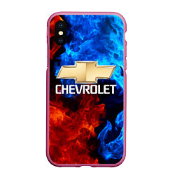 Чехол iPhone XS Max матовый CHEVROLET, цвет: 3D-малиновый