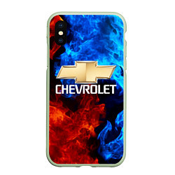 Чехол iPhone XS Max матовый CHEVROLET, цвет: 3D-салатовый