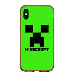 Чехол iPhone XS Max матовый MINECRAFT, цвет: 3D-коричневый