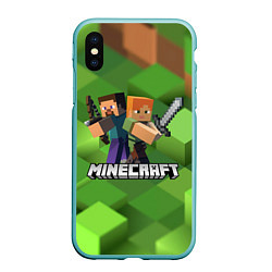 Чехол iPhone XS Max матовый MINECRAFT, цвет: 3D-мятный