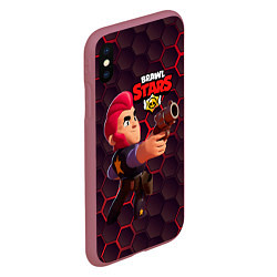 Чехол iPhone XS Max матовый Brawl Stars Colt Кольт, цвет: 3D-малиновый — фото 2