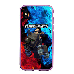 Чехол iPhone XS Max матовый Minecraft Майнкрафт, цвет: 3D-фиолетовый