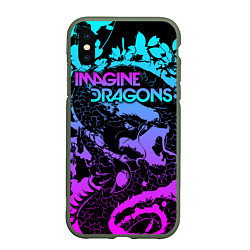 Чехол iPhone XS Max матовый Imagine Dragons, цвет: 3D-темно-зеленый