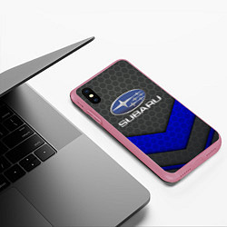 Чехол iPhone XS Max матовый SUBARU, цвет: 3D-малиновый — фото 2