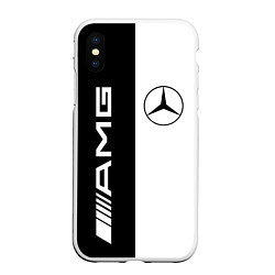 Чехол iPhone XS Max матовый MERCEDES AMG, цвет: 3D-белый
