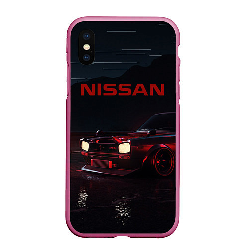 Чехол iPhone XS Max матовый NISSAN / 3D-Малиновый – фото 1