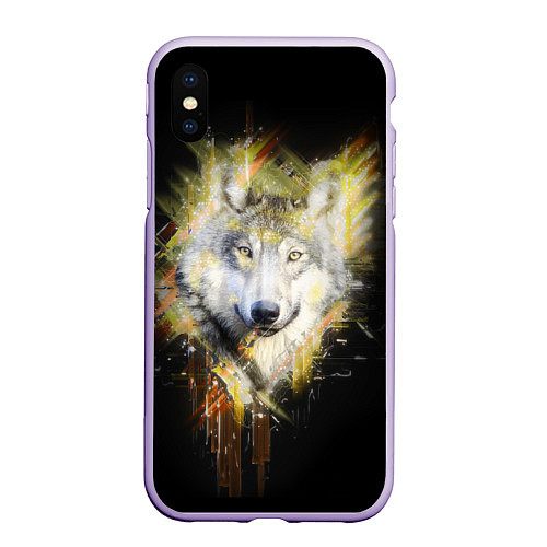 Чехол iPhone XS Max матовый Волчий тотем / 3D-Светло-сиреневый – фото 1