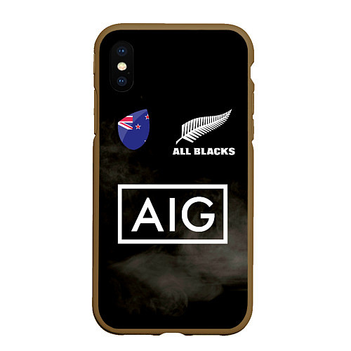 Чехол iPhone XS Max матовый ALL BLACKS / 3D-Коричневый – фото 1