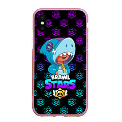 Чехол iPhone XS Max матовый Brawl stars leon shark