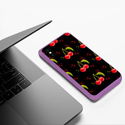 Чехол iPhone XS Max матовый Вишенки, цвет: 3D-фиолетовый — фото 2