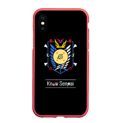 Чехол iPhone XS Max матовый Know Senpai, цвет: 3D-красный