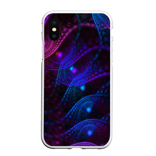 Чехол iPhone XS Max матовый NEON FRACTAL / 3D-Белый – фото 1