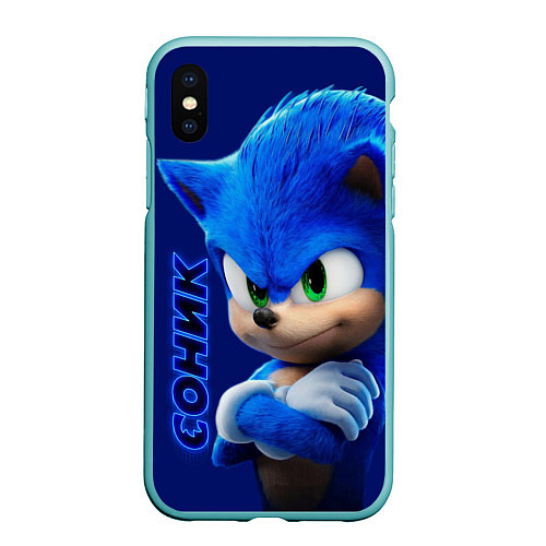 Чехол iPhone XS Max матовый SONIC / 3D-Мятный – фото 1