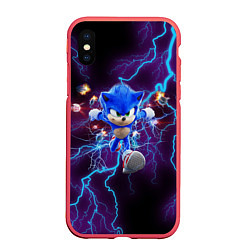 Чехол iPhone XS Max матовый SONIC, цвет: 3D-красный