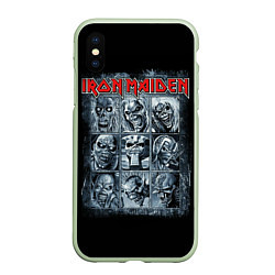 Чехол iPhone XS Max матовый Iron Maiden, цвет: 3D-салатовый