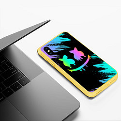 Чехол iPhone XS Max матовый Marshmello, цвет: 3D-желтый — фото 2