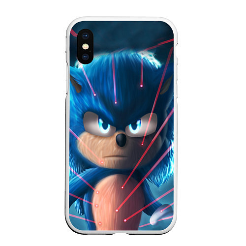 Чехол iPhone XS Max матовый SONIC / 3D-Белый – фото 1