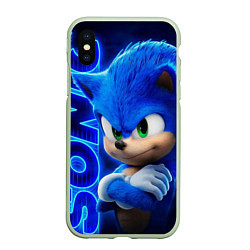 Чехол iPhone XS Max матовый SONIC, цвет: 3D-салатовый