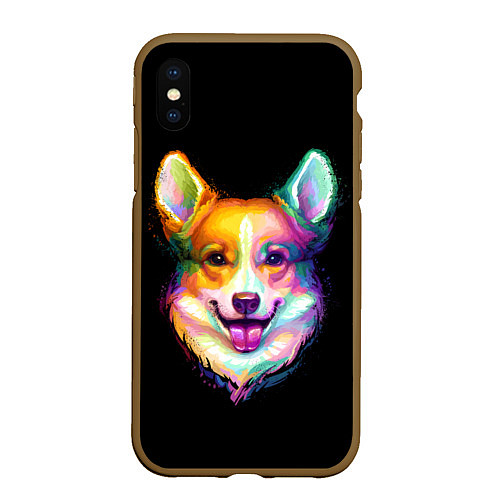 Чехол iPhone XS Max матовый Корги / 3D-Коричневый – фото 1