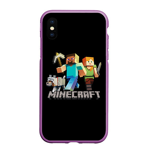 Чехол iPhone XS Max матовый MINECRAFT / 3D-Фиолетовый – фото 1