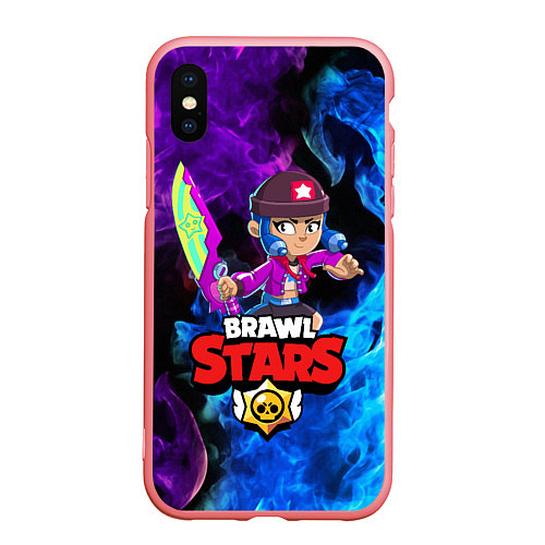 Чехол iPhone XS Max матовый BRAWL STARS LEON / 3D-Баблгам – фото 1