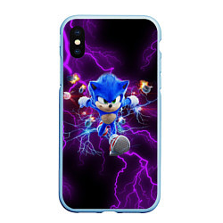 Чехол iPhone XS Max матовый SONIC, цвет: 3D-голубой