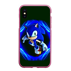 Чехол iPhone XS Max матовый SONIC, цвет: 3D-малиновый