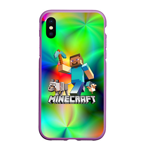 Чехол iPhone XS Max матовый MINECRAFT / 3D-Фиолетовый – фото 1