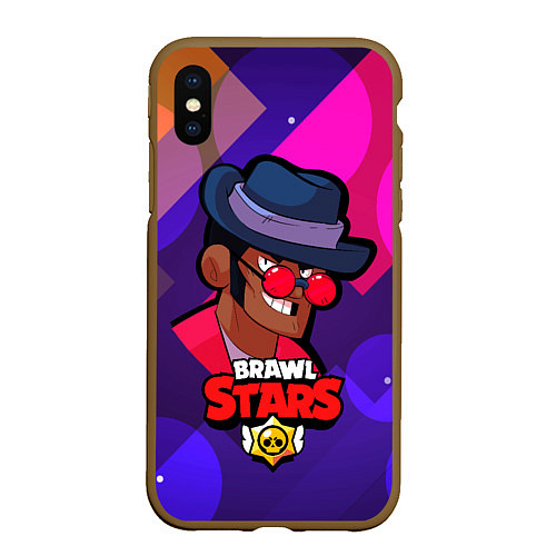 Чехол iPhone XS Max матовый Brawl stars Брок / 3D-Коричневый – фото 1