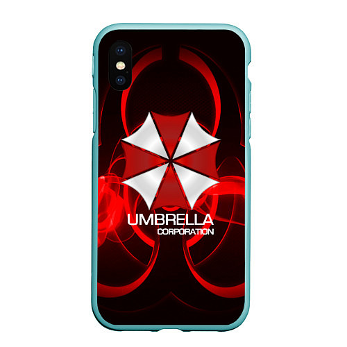 Чехол iPhone XS Max матовый Umbrella Corp / 3D-Мятный – фото 1