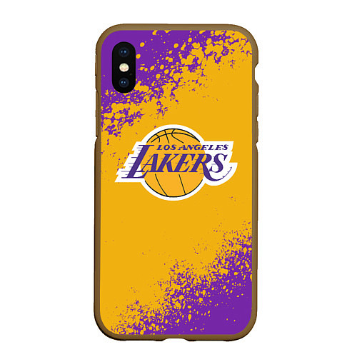 Чехол iPhone XS Max матовый LA LAKERS KOBE BRYANT / 3D-Коричневый – фото 1