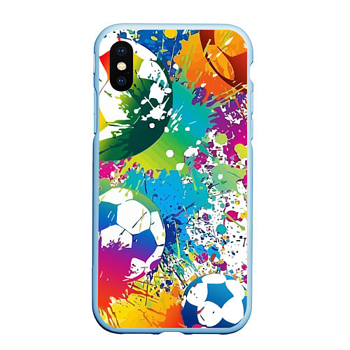 Чехол iPhone XS Max матовый Football Paints / 3D-Голубой – фото 1