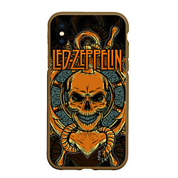 Чехол iPhone XS Max матовый Led Zeppelin, цвет: 3D-коричневый