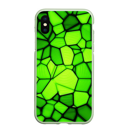 Чехол iPhone XS Max матовый Зеленая мозаика / 3D-Салатовый – фото 1