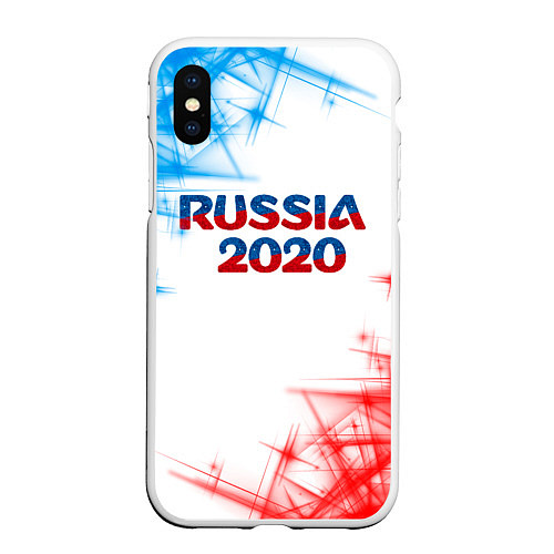 Чехол iPhone XS Max матовый Россия / 3D-Белый – фото 1