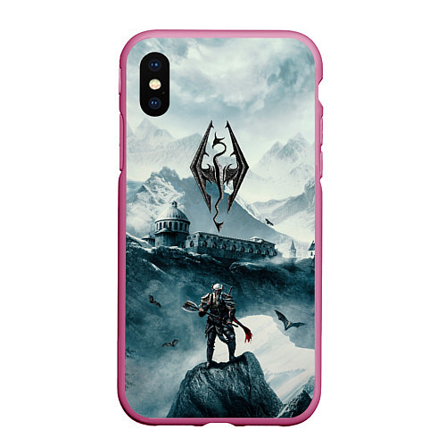 Чехол iPhone XS Max матовый Skyrim Warrior / 3D-Малиновый – фото 1