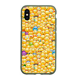 Чехол iPhone XS Max матовый Смайлики Emoji, цвет: 3D-темно-зеленый