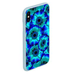 Чехол iPhone XS Max матовый Голубые хризантемы, цвет: 3D-голубой — фото 2