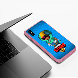 Чехол iPhone XS Max матовый Brawl star original leon, цвет: 3D-малиновый — фото 2