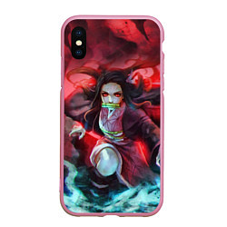 Чехол iPhone XS Max матовый KIMETSU NO YAIBA, цвет: 3D-розовый