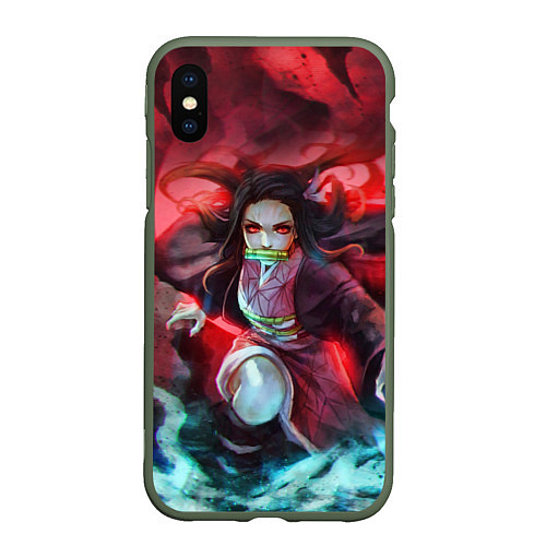 Чехол iPhone XS Max матовый KIMETSU NO YAIBA / 3D-Темно-зеленый – фото 1