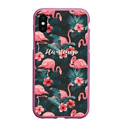 Чехол iPhone XS Max матовый Flamingo, цвет: 3D-малиновый