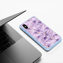 Чехол iPhone XS Max матовый Листья, цвет: 3D-голубой — фото 2