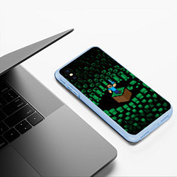 Чехол iPhone XS Max матовый MINECRAFT, цвет: 3D-голубой — фото 2