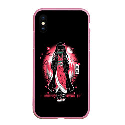 Чехол iPhone XS Max матовый KIMETSU NO YAIBA, цвет: 3D-розовый